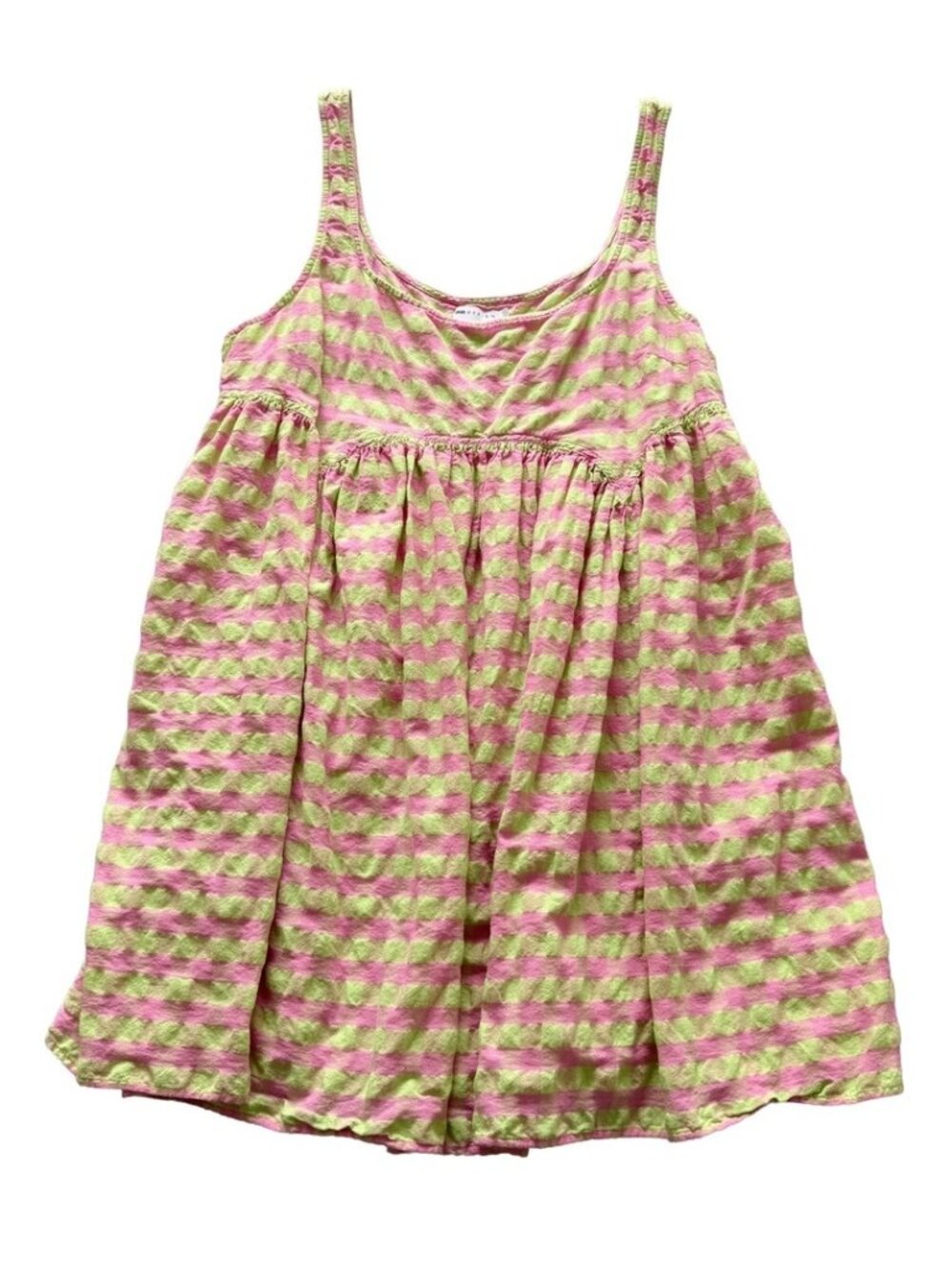ASOS DESIGN Womens Pink Lime Green Gingham Check Trapeze Mini Dress US 14